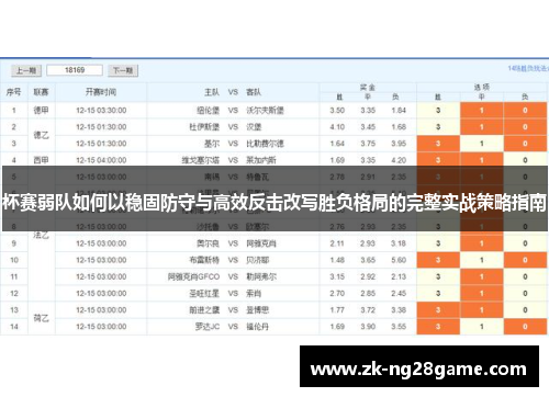 杯赛弱队如何以稳固防守与高效反击改写胜负格局的完整实战策略指南